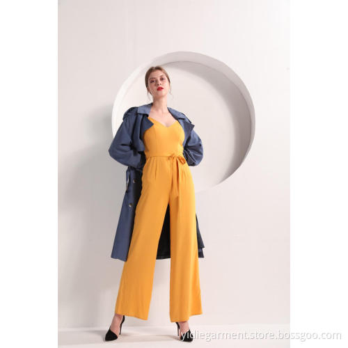 Women Yellow Color Wide Leg Cami Jumpsuit